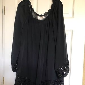 Black dress with black sequin trim